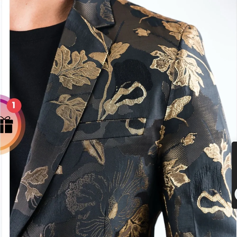 Men's Double Button Floral Blazer